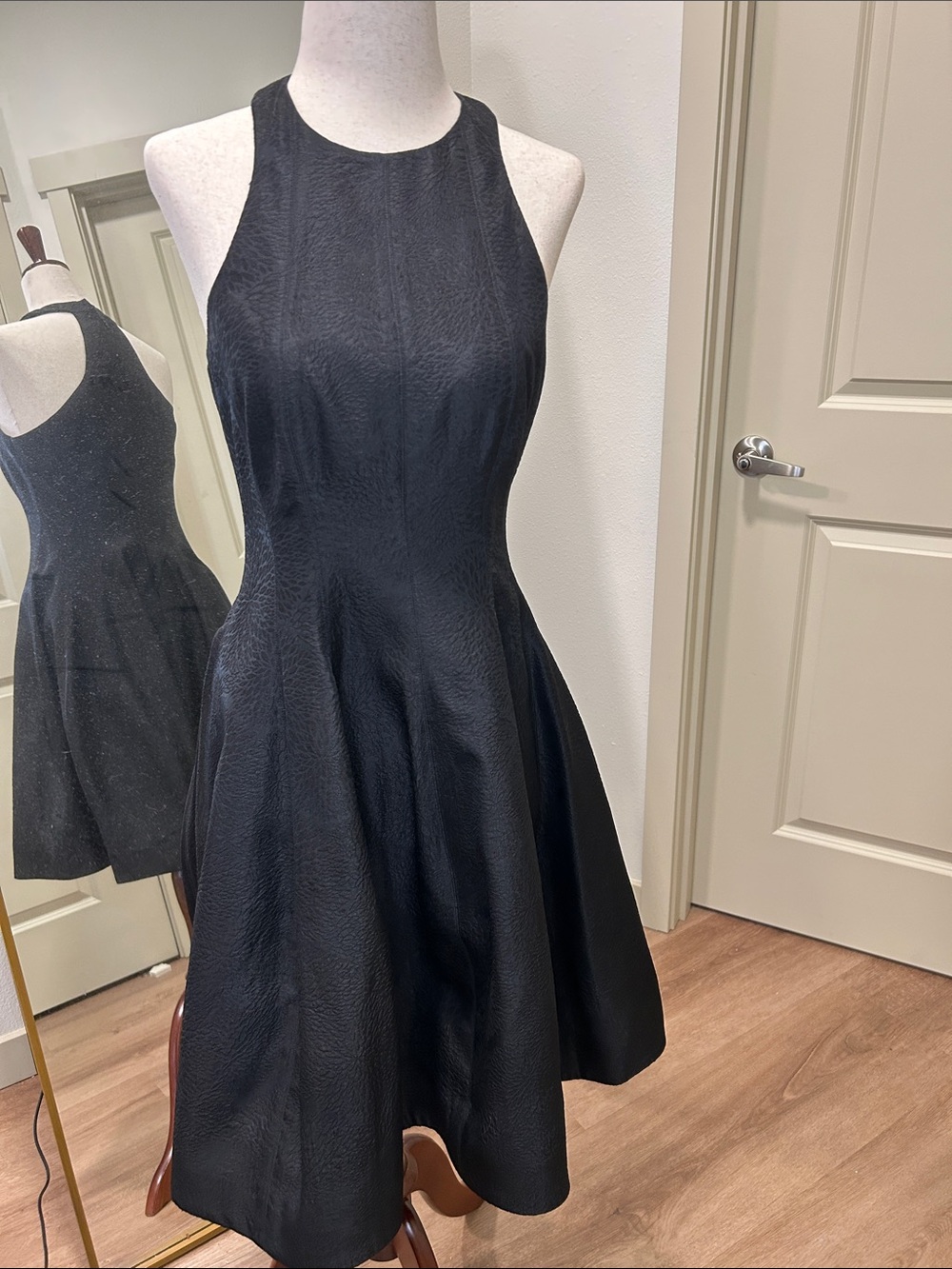 Halston Heritage Black Textured Jacquard Halter Mini Dress - Size 2